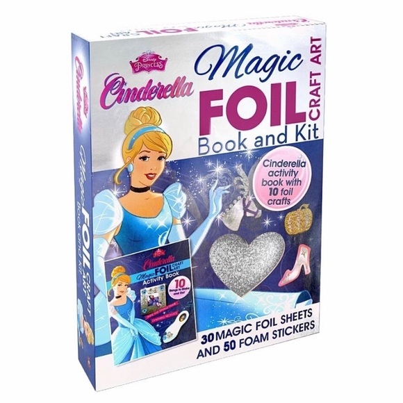 Disney Princess Cinderella Magic Foil Book Kids Craft Activity Gift Set - Picture 2 of 14